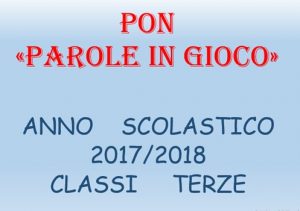 PON PAROLE IN GIOCO 2018 CLASSI III